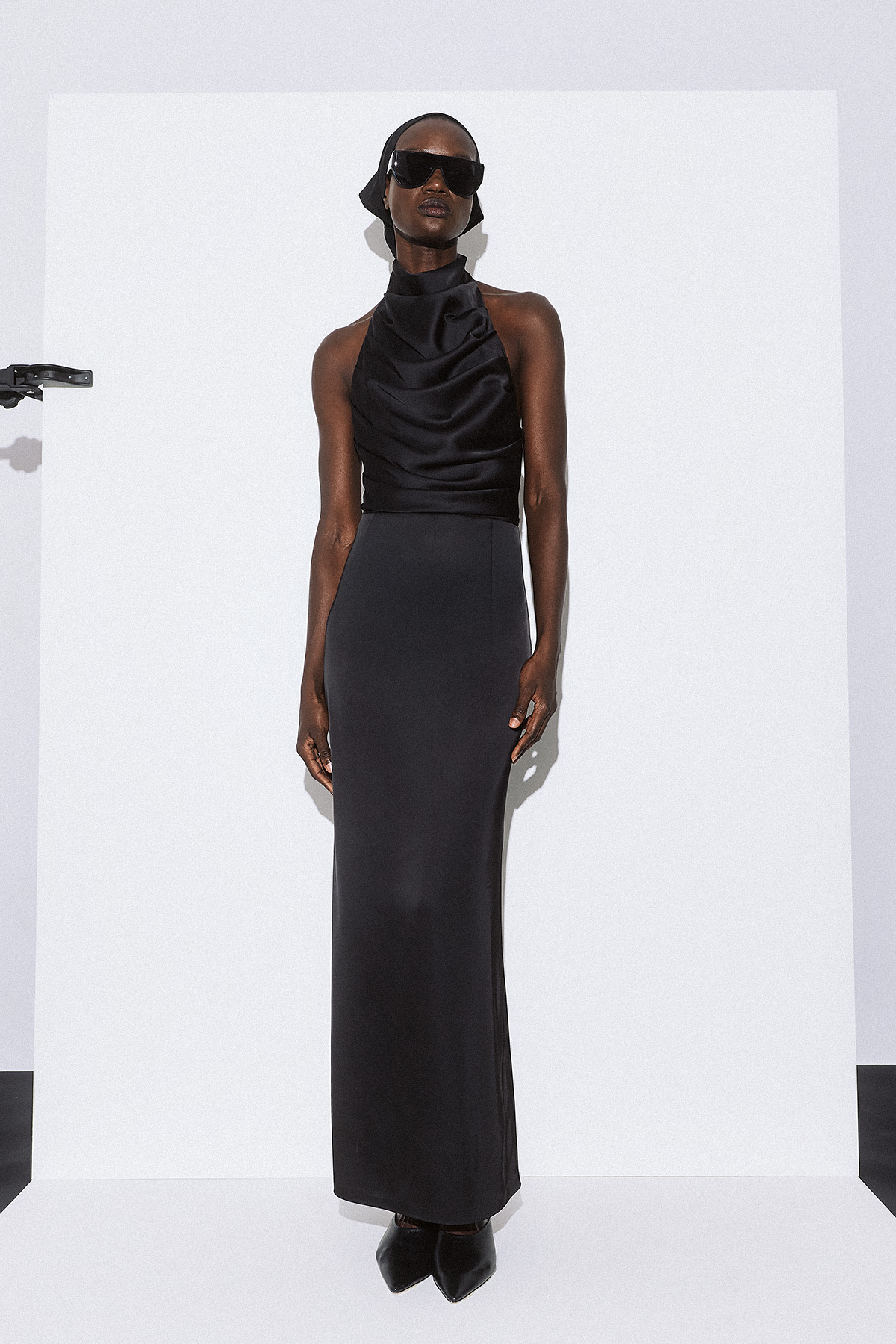 2026_07_22-Dolce-Domenica0714-1 VALENTINA SATIN MAXI BLACK DRESS - Image 1