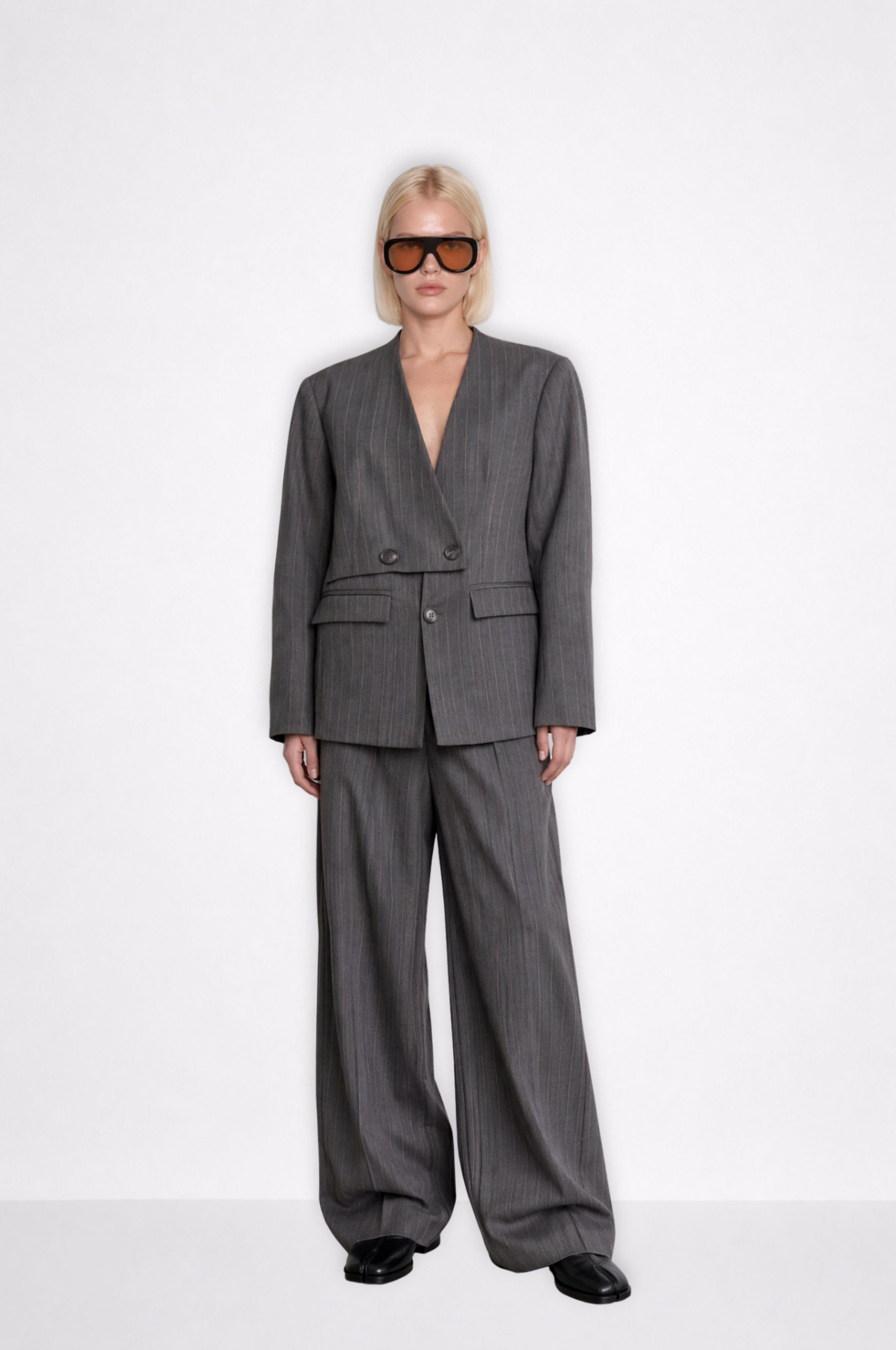 Untitled design - 11 ALINA STRIPPED GREY PANTS - Image 1